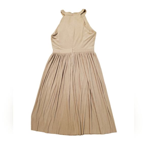 NWT Catherine Malandrino Balletcore Taupe Pleated Midi Sleeveless Dress Sz 8 - Picture 4 of 11